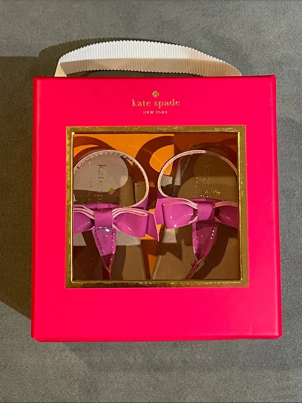 NEW kate spade Baby Girls' Pink Patent Bow Sandals Newborn - 3M Shower Gift